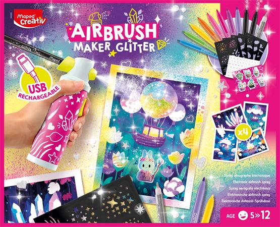 Kreatív festékszóró készlet, csillámos, MAPED CREATIV "Airbrush Maker Glitter"